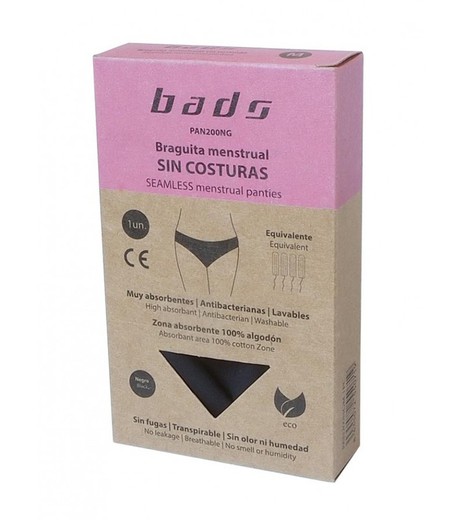 Braga menstrual sin costura Negro