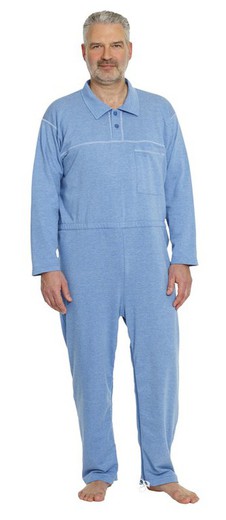 Pijama con cuello de camisa azul jeans talla l