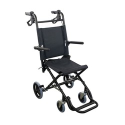 Fauteuil roulant de transport pliable en aluminium noir Saturno