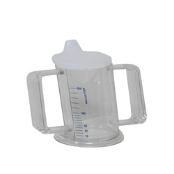 Taza handycup con tapa. Transparente y graduado