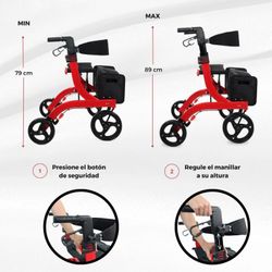 Vierrad-Gehwagen, faltbar, Sitz und Rückenlehne, Frontkorb Invicto X1
