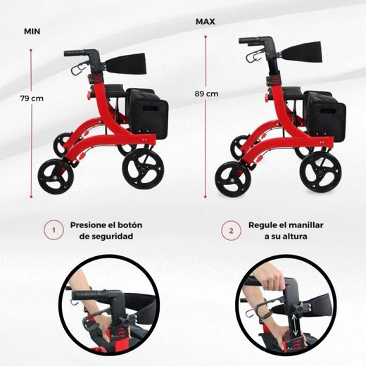 Vierrad-Gehwagen, faltbar, Sitz und Rückenlehne, Frontkorb Invicto X1