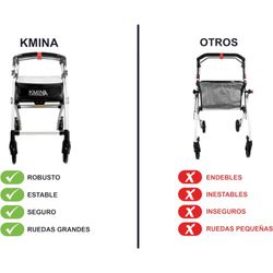Déambulateur étroit pour la maison et l'extérieur avec plateau, kmina