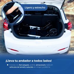 Déambulateur pliant en aluminium, Poignée à levier unique, Avec sac et plateau