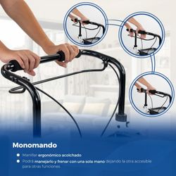 Déambulateur pliant en aluminium, Poignée à levier unique, Avec sac et plateau