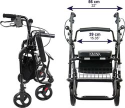 Andador Silla De Ruedas (2 en 1), Andador con Silla para Personas Mayores Adultos KMINA