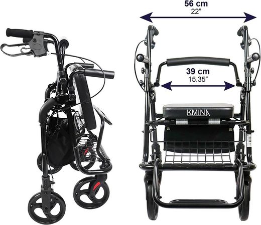 Andador Silla De Ruedas (2 en 1), Andador con Silla para Personas Mayores Adultos KMINA