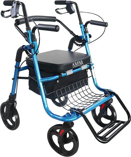 Andador Silla De Ruedas (2 en 1), Andador con Silla para Personas Mayores Adultos KMINA