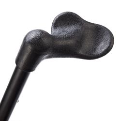 Faltbarer Gehstock mit anatomischem Griff für Linkshänder. Schwarz