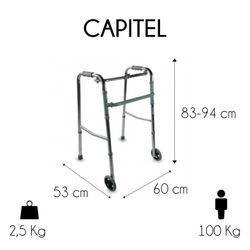 Déambulateur pliant en aluminium à roulettes, réglable en hauteur de chapiteau