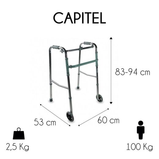 Déambulateur pliant en aluminium à roulettes, réglable en hauteur de chapiteau