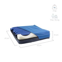 Coussin d'air anti-escarres, à cellules alternées, avec compresseur ARES réglable