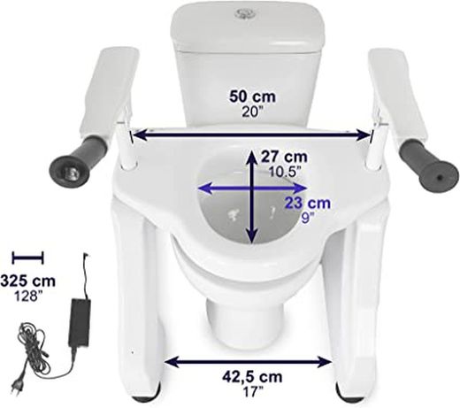 KMINA Elektrischer Toilettensitzlift (150 kg), Toilettensitzerhöhung mit Armlehnen