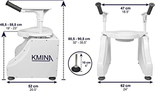KMINA Elektrischer Toilettensitzlift (150 kg), Toilettensitzerhöhung mit Armlehnen