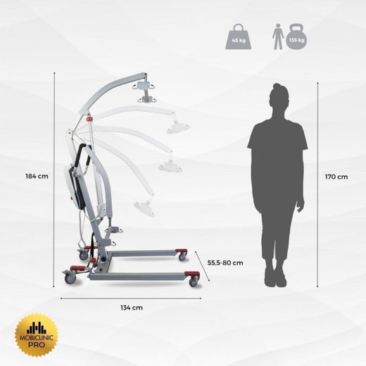 Elektrokran mit freiem Gurtzeug, einstellbar bis 135 kg