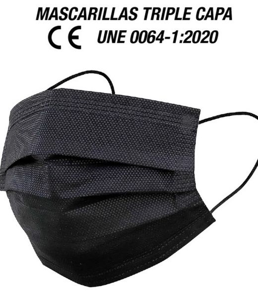 Mascarillas de 3 capas Negras  homologadas UNE 0064-1:2020