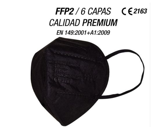Mascarillas FFP2 6 Capas Color Negro/ Blanco, con certificación europea