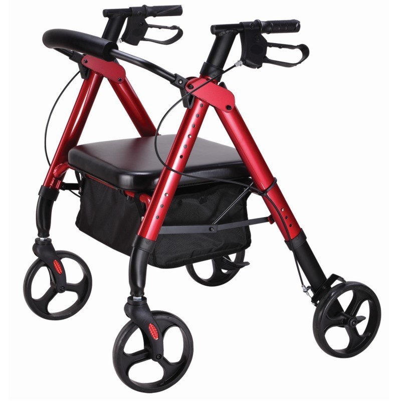 Andador para adultos, Aluminio, Plegable, 2 ruedas, Regulable en altura, Capitel