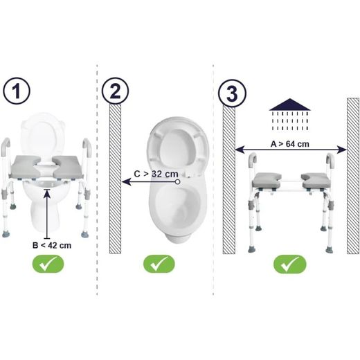Duschstuhl, Toilette mit Nachttisch, verstellbare kmina