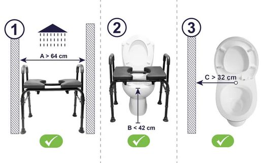Duschstuhl, Toilette mit Nachttisch, verstellbare kmina