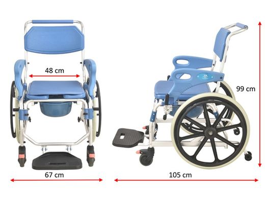 Dusch- und Toilettenstuhl mit 24-Zoll-ADAS-Rädern