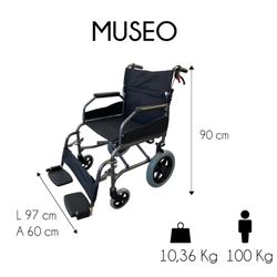 Cadeira de rodas de alumínio mini dobrável transferência econômica, museu