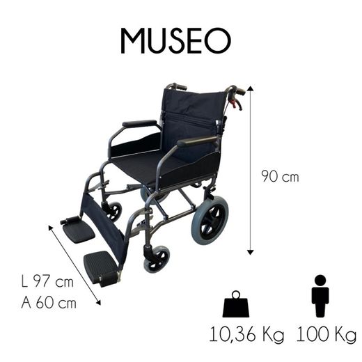Cadeira de rodas de alumínio mini dobrável transferência econômica, museu
