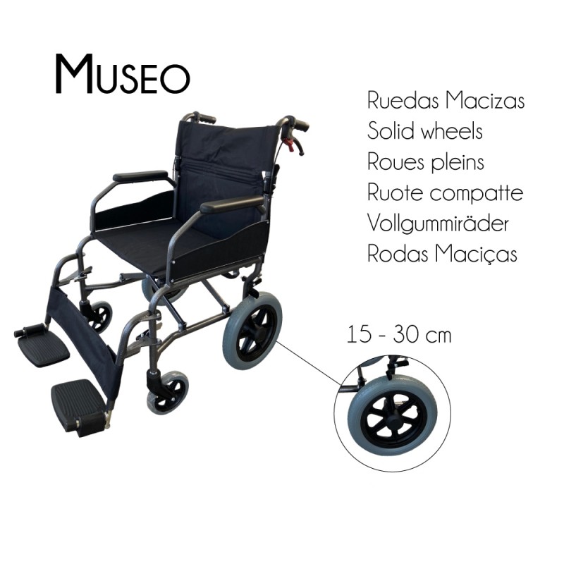 Silla de ruedas aluminio mini transfer plegable economica,museo — Ortopedia  y Rehabilitación