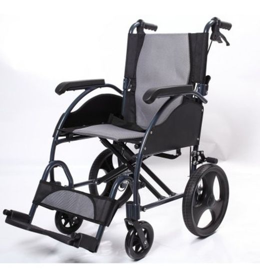 Rollstuhl mit Bremsgriff und geteilter Rückenlehne