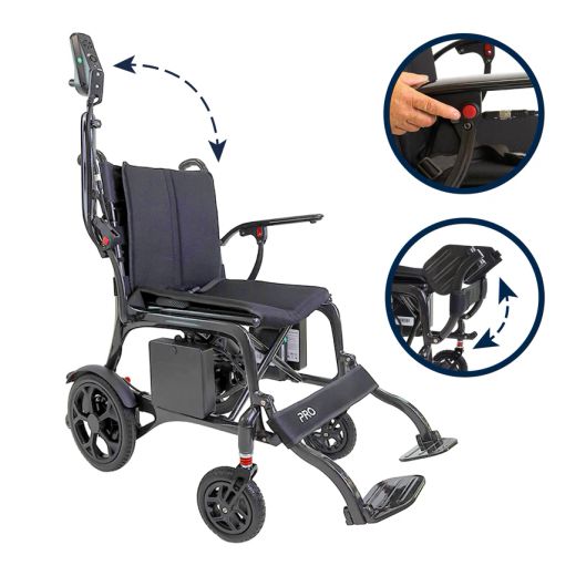 Fauteuil roulant électrique en fibre de carbone Kmina