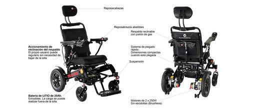 Fauteuil roulant électrique pliant R550 (Dossier inclinable)