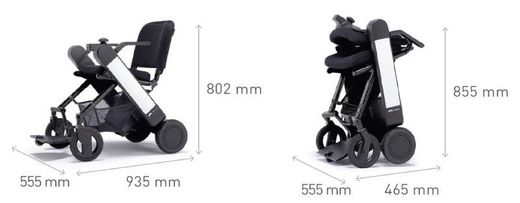 Whill modèle f fauteuil roulant électrique avec pliage vertical Wellell