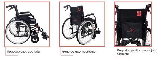 Fauteuil roulant Latina Compact Red avec freins d'accompagnement