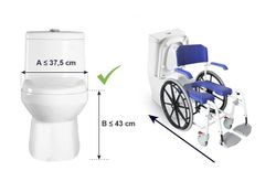 Cadeira de rodas autopropelida para chuveiro com vaso sanitário, Kimina