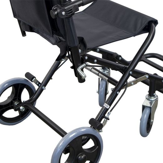 Fauteuil roulant de transport pliable en aluminium noir Saturno