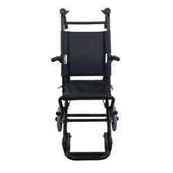 Fauteuil roulant de transport pliable en aluminium noir Saturno