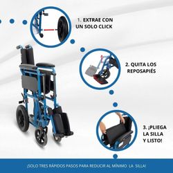 Silla de ruedas plebale, ruedas traseras Extraibles, Marsella