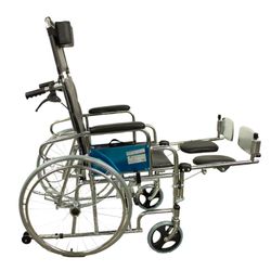 Fauteuil roulant pliant, dossier inclinable, lève-jambes et appui-tête