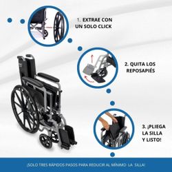 Silla de ruedas plegable ,Ruedas traseras grandes extraíbles Marsella