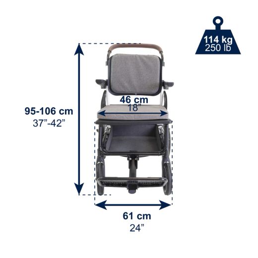Fauteuil roulant pliant léger, roues de transport Kmina Pro