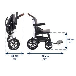 Fauteuil roulant pliant léger, roues de transport Kmina Pro