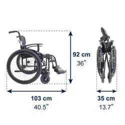 Fauteuil roulant tout-terrain pliable (hauteur d'assise 46 cm), KMINA K10077