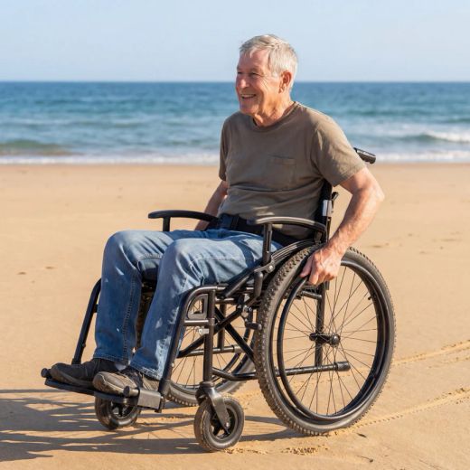 Fauteuil roulant tout-terrain pliable (hauteur d'assise 46 cm), KMINA K10077