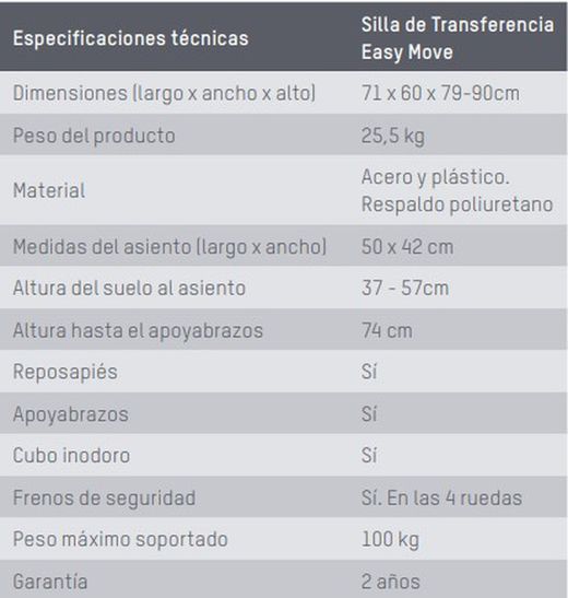Cadeira de transferência para toalete Wellell Easy Move