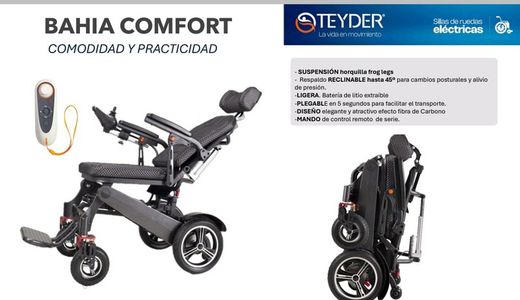Fauteuil roulant électrique Bahia Confort, dossier inclinable électriquement