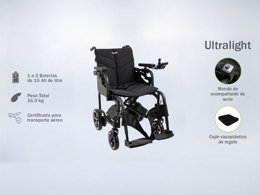 Silla eléctrica Ultralight de aluminio de poco peso..COJIN VISCO DE REGALO...R130