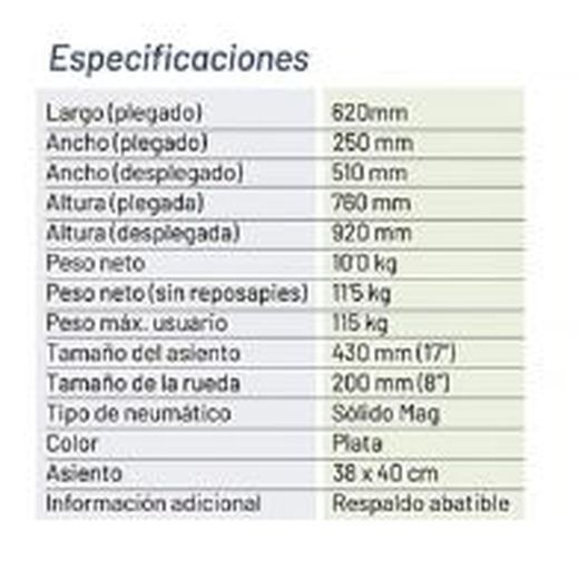Silla de tránsito mini de aluminio ligero
