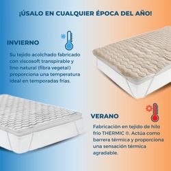 Surmatelas confort, Double face Hauteur 5cm en lin naturel respirant Vicosoft